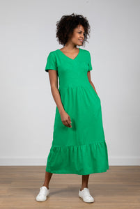 Lily & Me Spring Midi Dress Organic Cotton Bright Green