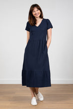 Load image into Gallery viewer, Lily &amp; Me Spring Midi Dress Organic Cotton Navy