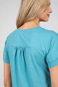 Lily & Me Vale Tee Organic Cotton Lace Trim Duck Egg