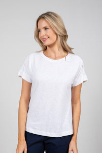 Lily & Me Vale Tee Organic Cotton Lace Trim White