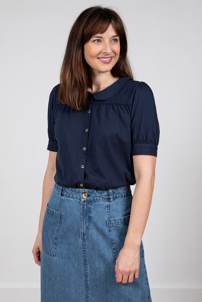 Lily & Me Lily Top with Trim Detail Navy