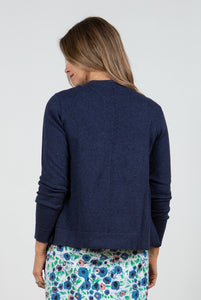 Lily & Me Solstice Cotton Pointelle Cardigan Navy