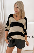 Load image into Gallery viewer, Shimmer Stripe Jumper Black Gold