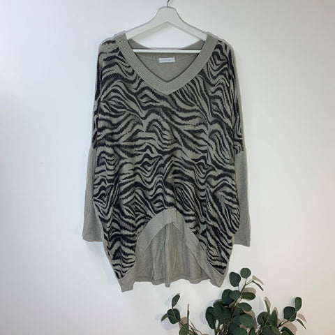Italian Taupe Soft Touch Animal Print Hi-Lo Top