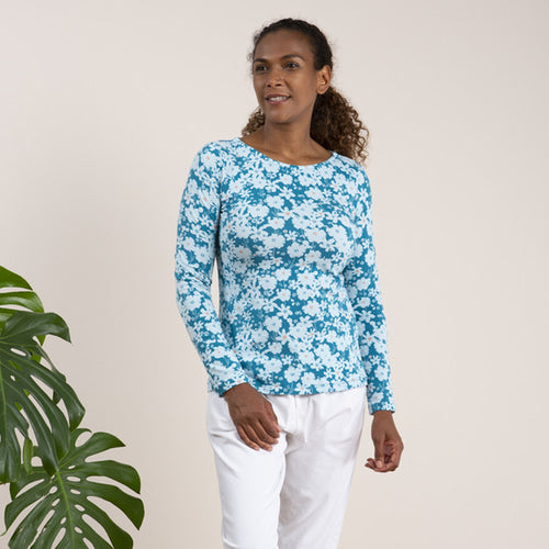 Lily & Me Dark Teal Monica Top Long Sleeve Delphinium