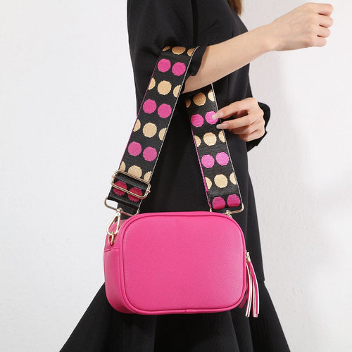 Fuchsia Tassel Box Bag With Funky Strap