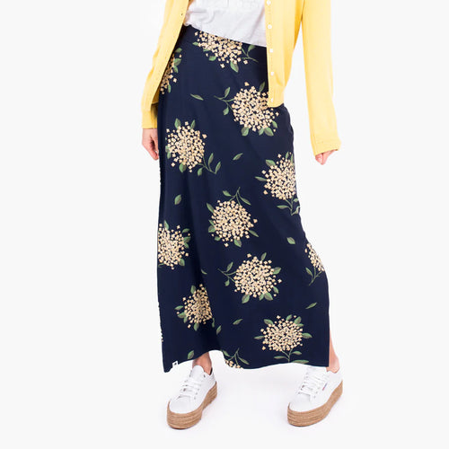 Brakeburn Navy Hydrangea Maxi Skirt