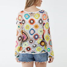 Load image into Gallery viewer, Italian Multicolour Crochet Knit Round Neck Jumper