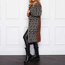 Load image into Gallery viewer, Girl In Mind Brown &amp; Black Quinn Mixed Print Long Cardigan