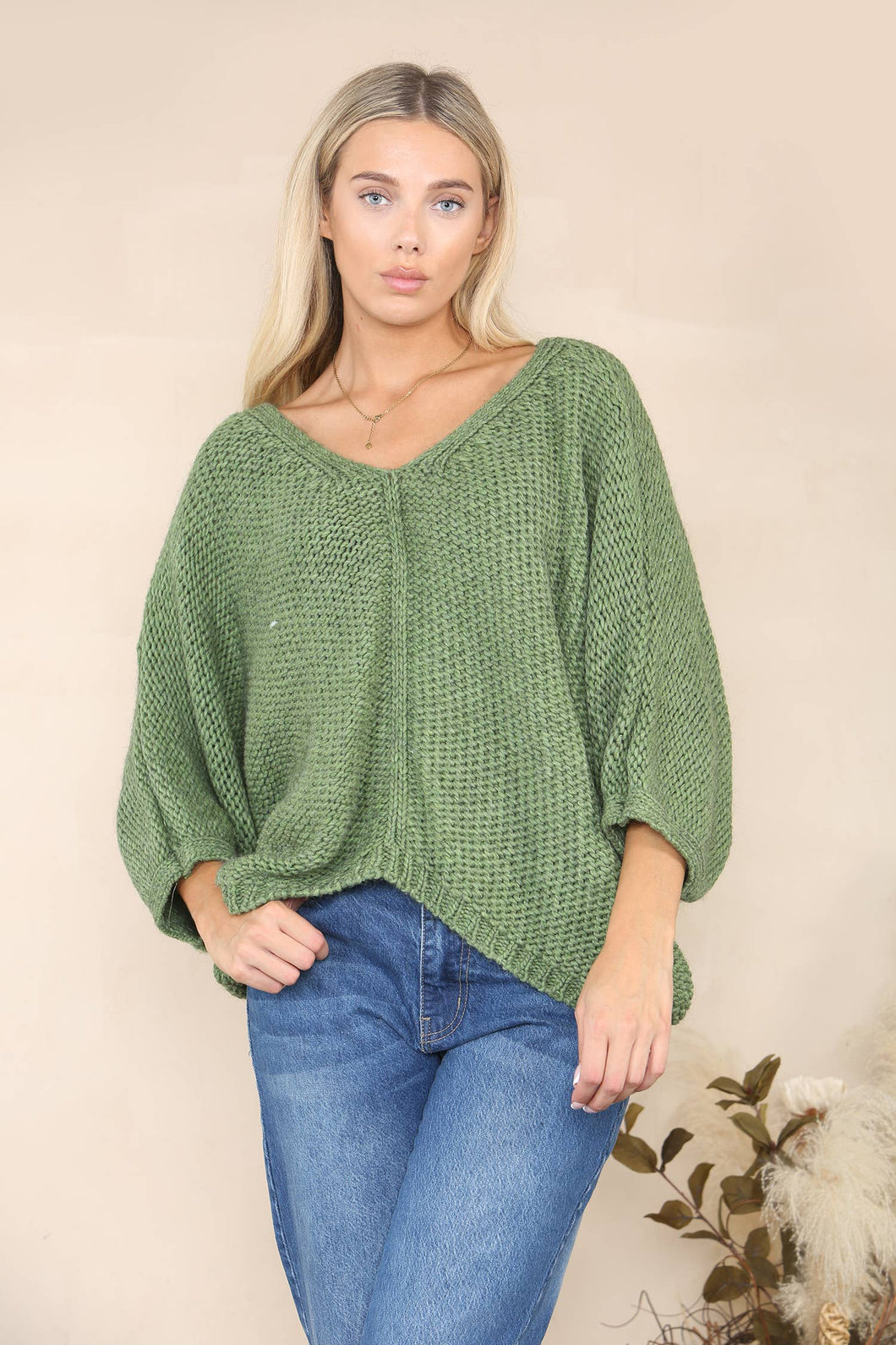 Loose knit relaxed jumper Alpaca Wool: Green