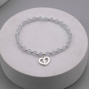 Silver Bead Heart Bracelet