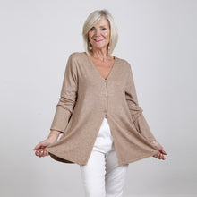 Load image into Gallery viewer, Goose Island Camel Three Button Up Front Long Sleeve Cardigan
