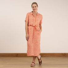 Load image into Gallery viewer, Lily &amp; Me Orange Causeway Dress Ikat Ditsy