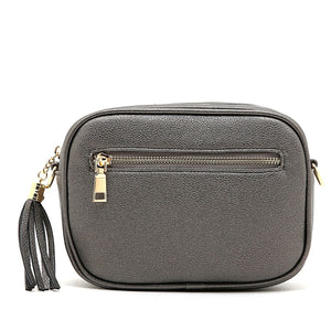 Dark Grey Tassel Box Bag With Funky Strap