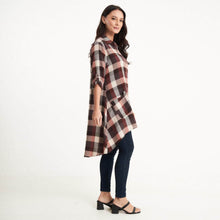 Load image into Gallery viewer, Saloos Maroon Check Print Button Through Shirt-Dress