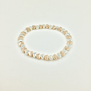 Silver & Gold Small Hearts Bracelet