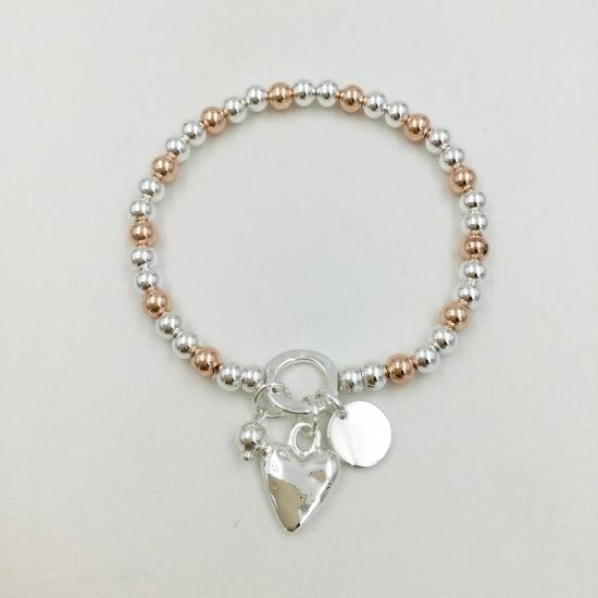 Silver & Gold Heart Bracelet