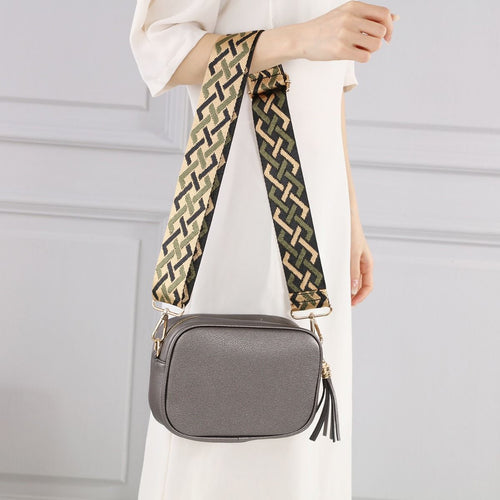 Dark Grey Tassel Box Bag With Funky Strap