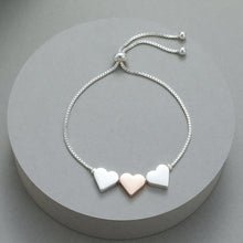 Load image into Gallery viewer, Silver &amp; Gold Hearts Bracelet