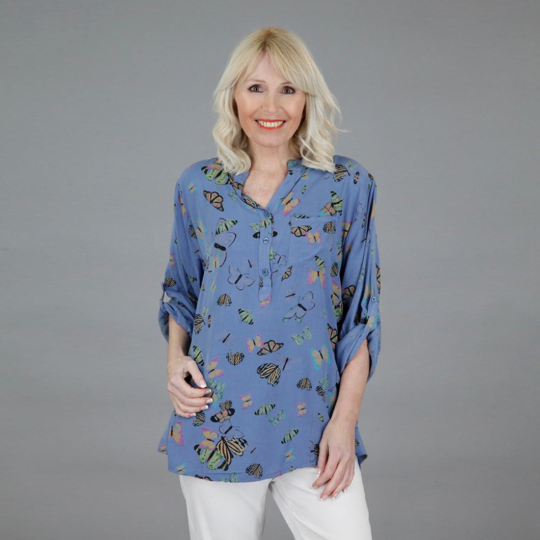 Goose Island Blue Butterfly Blouse
