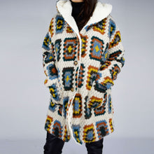 Load image into Gallery viewer, Italian Beige Teddy Lined Aztec Wool Coat