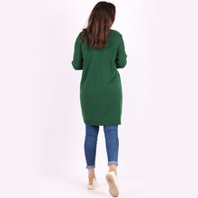 Load image into Gallery viewer, Italian Bottle Green Polka Dots Open Front Knitted Lagenlook Drape Cardigan