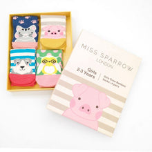 Load image into Gallery viewer, Miss Sparrow Girls 2-3 Years Animal Socks Box