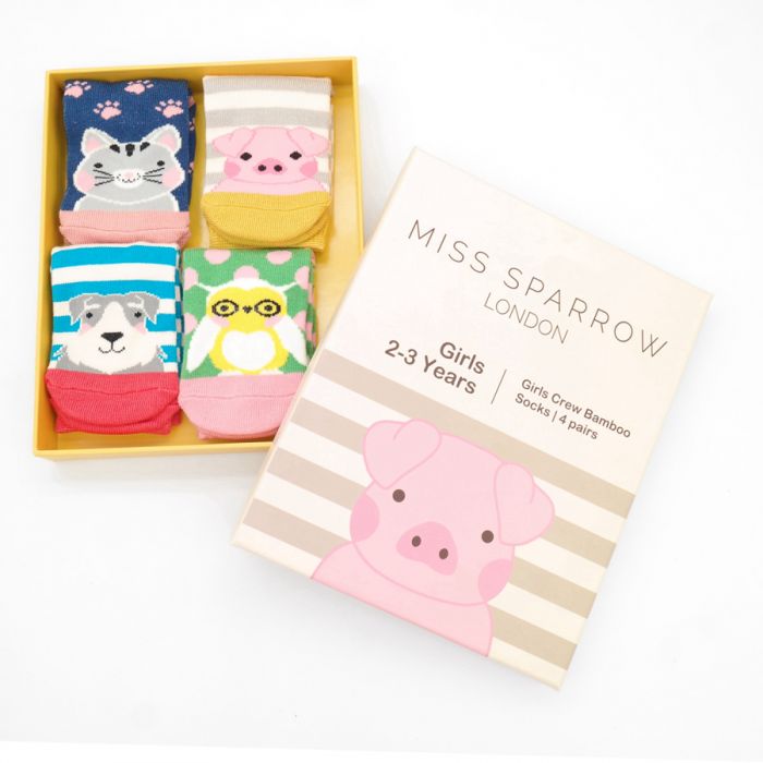Miss Sparrow Girls 2-3 Years Animal Socks Box