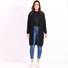 Load image into Gallery viewer, Italian Black Polka Dots Open Front Knitted Lagenlook Drape Cardigan