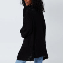 Load image into Gallery viewer, Italian Black Edge To Edge Mid Length 3 Gauge Knitted Cardigan