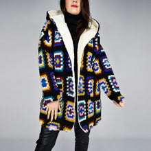 Load image into Gallery viewer, Italian Black Teddy Lined Aztec Wool Coat