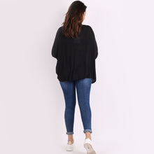Load image into Gallery viewer, Italian Black V-Neck Heart Pattern Oversized Lagenlook Knitted Jumper