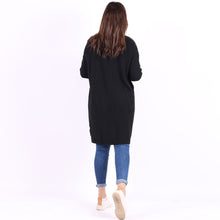 Load image into Gallery viewer, Italian Black Polka Dots Open Front Knitted Lagenlook Drape Cardigan