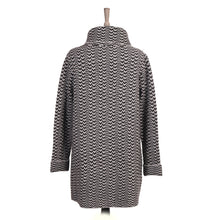 Load image into Gallery viewer, Italian Black Zig Zag Pattern Wool Mix Wrap Over Knitted Coat