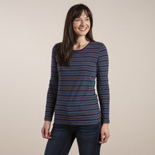 Load image into Gallery viewer, Lily &amp; Me Navy Layering Tee Multi Stripe