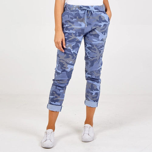 Italian Blue Magic Super Stretch large  Camouflage Print Joggers