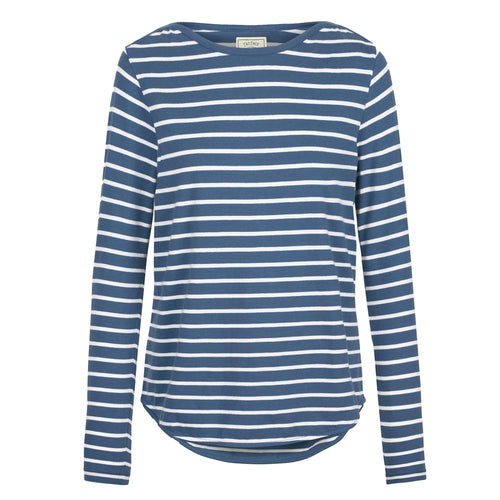 Fat Face Chambray Long Sleeve Breton Stripe T-Shirt