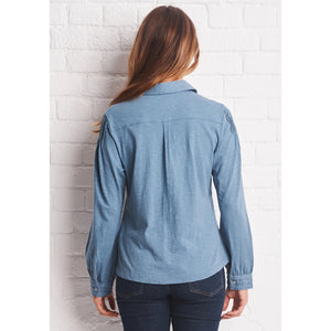 Mistral Provincial Blue Pintuck Detail Jersey Shirt