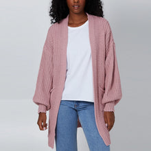 Load image into Gallery viewer, Italian Blush Edge To Edge Mid Length 3 Gauge Knitted Cardigan