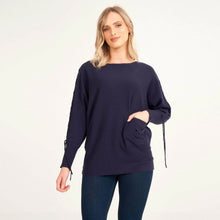 Load image into Gallery viewer, Saloos Navy Dolman-Sleeve Criss-Cross Jumper