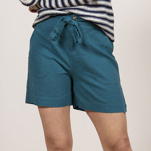 Lily & Me Teal Linen Shorts