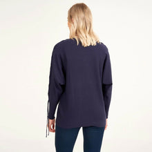 Load image into Gallery viewer, Saloos Navy Dolman-Sleeve Criss-Cross Jumper