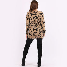 Load image into Gallery viewer, Italian Camel Leopard Print Cowl Neck Twisted Cross Over Lagenlook Top