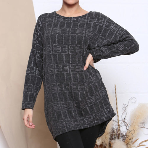 Italian Charcoal Sparkle Print Top