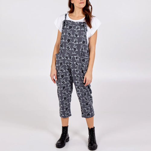 Italian Charcoal Star Dungarees 3/4 Length