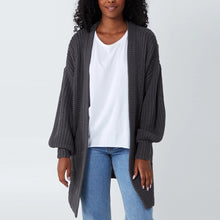 Load image into Gallery viewer, Italian Charcoal Edge To Edge Mid Length 3 Gauge Knitted Cardigan