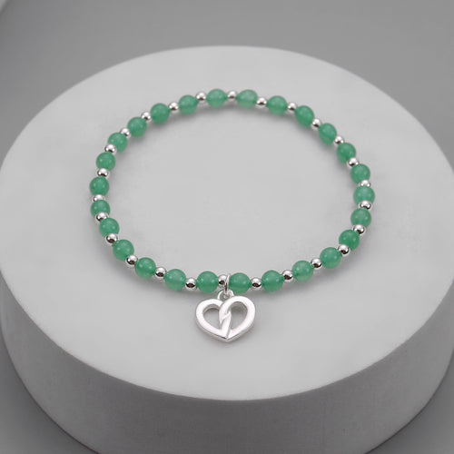 Green Bead Heart Bracelet