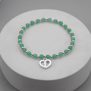 Green Bead Heart Bracelet