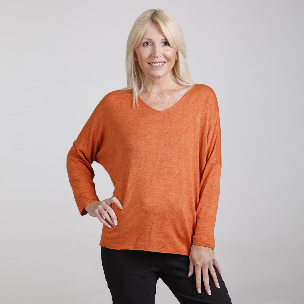 Goose Island Burnt Orange V Neck Long Sleeve Jumper