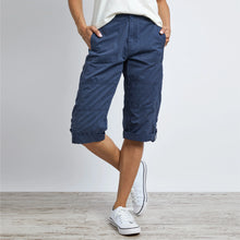 Load image into Gallery viewer, Weird Fish Navy Salena Organic Cotton 3/4 Length Trousers